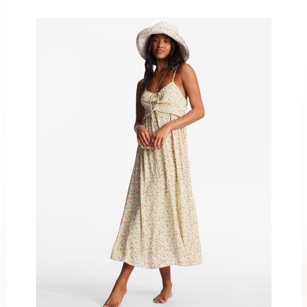 Billabong Rebel Heart Floral Tie-Front Midi Dress